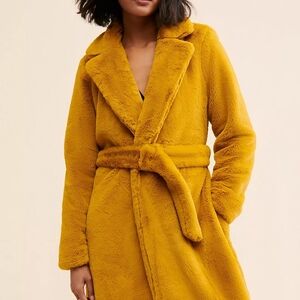 Mustard Yellow Faux Fur Coat